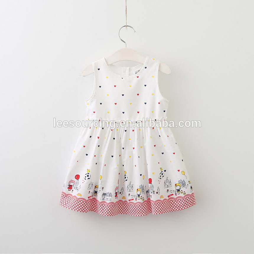 Cute style heart pattern cotton kids clothes girls dresses baby
