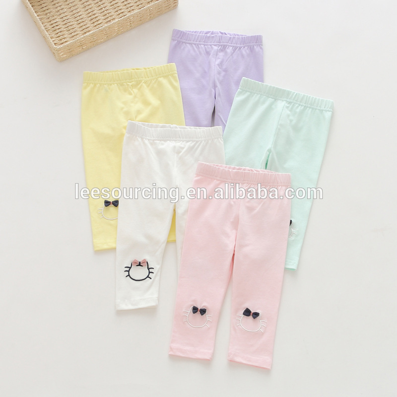 Spring cute style pure color cotton leggings for kids girls Featured Image