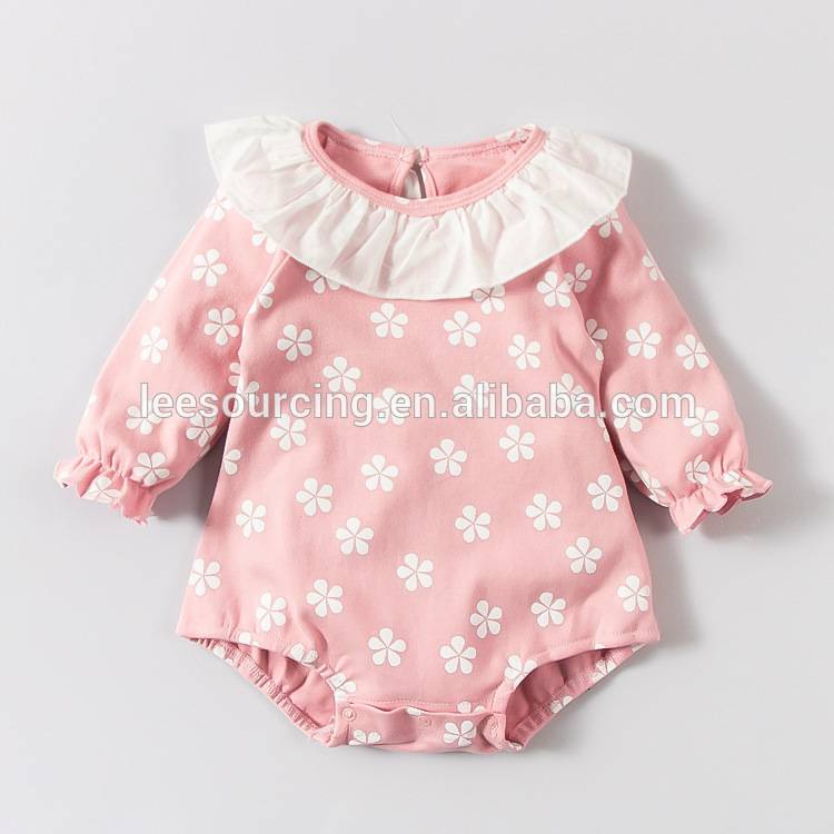 Sweet style full printing lace cotton baby bodysuit