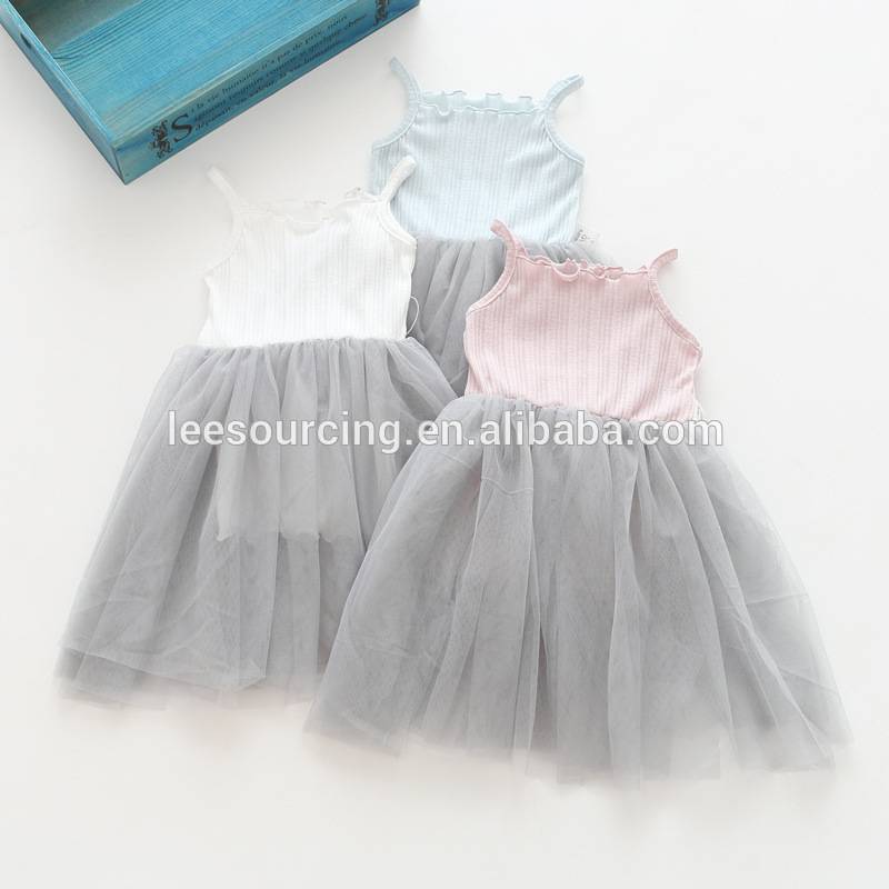 Hot sale solid color tulle tutu girls summer dresses