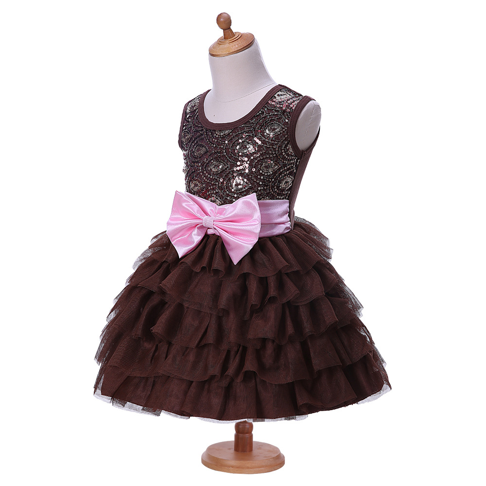 Hot müük Lovely Paljetein 1-aastased Baby Girl sünnipäevapidu dress