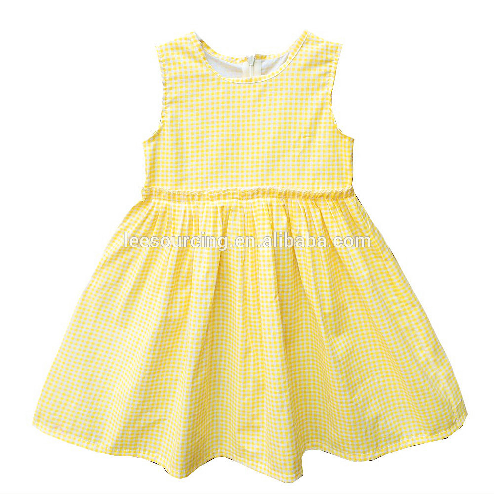 Good Wholesale Vendors Kids Boy Clothes Sets - Wholesale summer plaid yellow little girls puffy dress – LeeSourcing