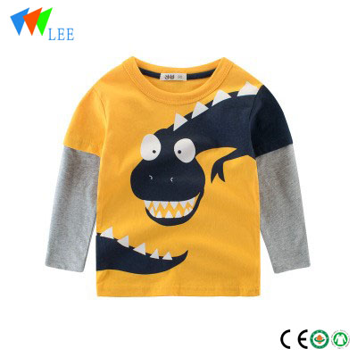 Children's clothing autumn models T-shirt boy round neck pullover shirt long-sleeved dinosaur cartoon two-piece