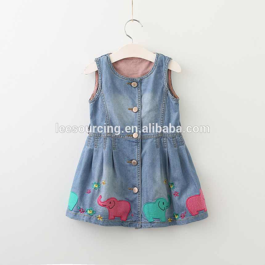 New style summer animal pattern vest denim children girls dress