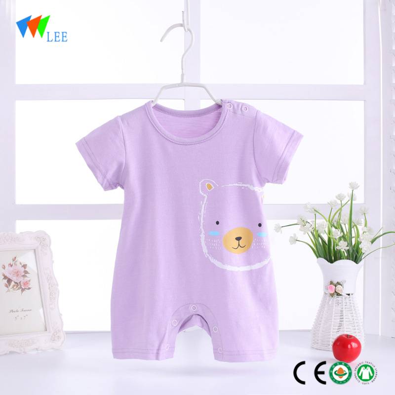 Fashion style summer knitted short-sleeved cotton baby romper wholesale
