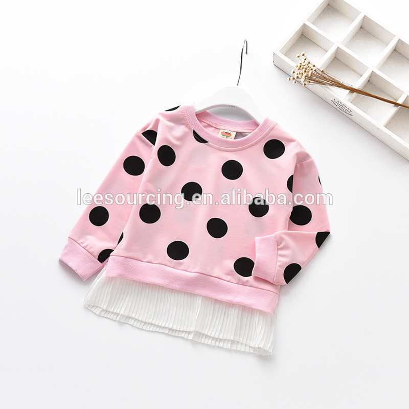 Wholesale kids girl t-shirts with polka dot girls fashion clothes