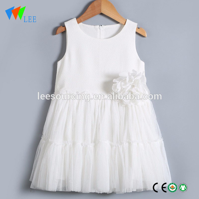 Beautiful sleeveless plain white tiered baby girl dress
