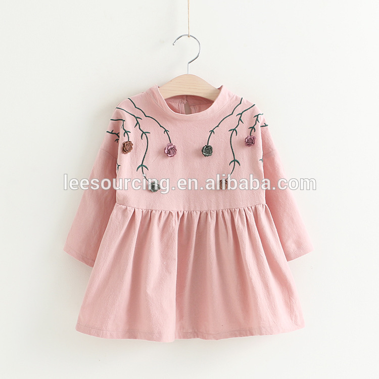 Factory directly supply Down Children Jacket - Wholesale casual style pure color kids long sleeve cotton dress – LeeSourcing