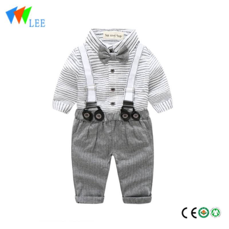 100% cotton wholesale children boy clothings sets long sleeve with collar section