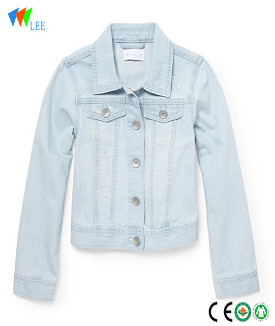 2018 new design sale girl kids denim jacket coat