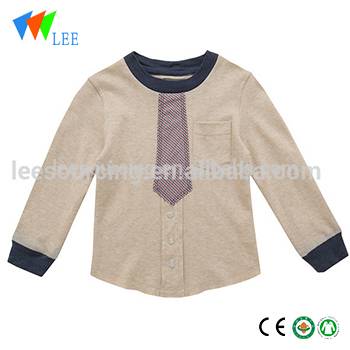 Fashion child o neck long sleeve tops for boys with tie pattern t shirt