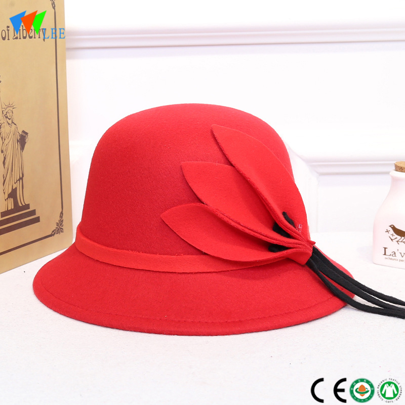 Wholesale women felt fedora hat Red Felt Hat