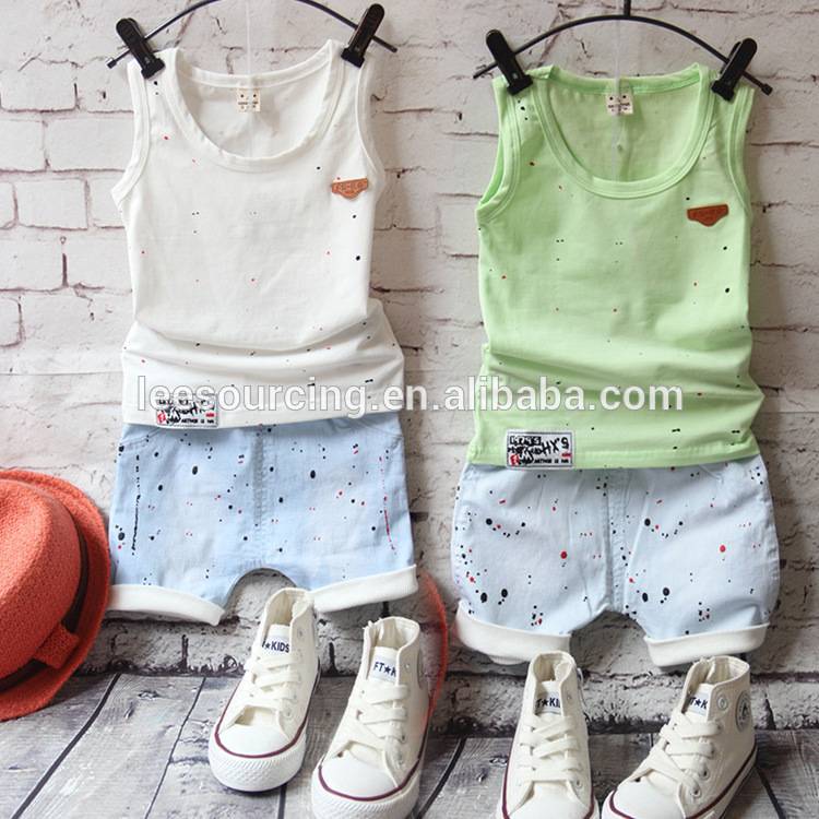 Bulk wholesale kids clothing boys vest with shorts 2 pieces set baby boy clothes set