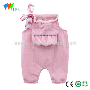 baby girl cotton jumpsuit with bowknot suspender pants
