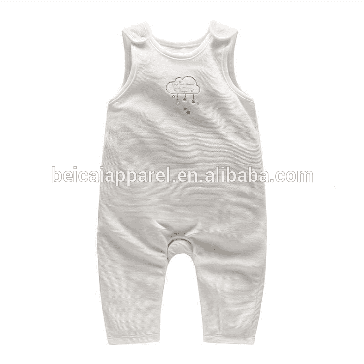 Wholesale sleeveless organic new born baby jumpsuits playsuit