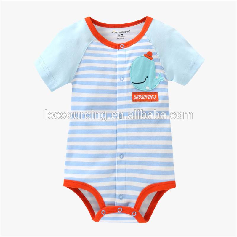 Summer stripe baby cotton boy romper baby suit Infant short sleeve bodysuit
