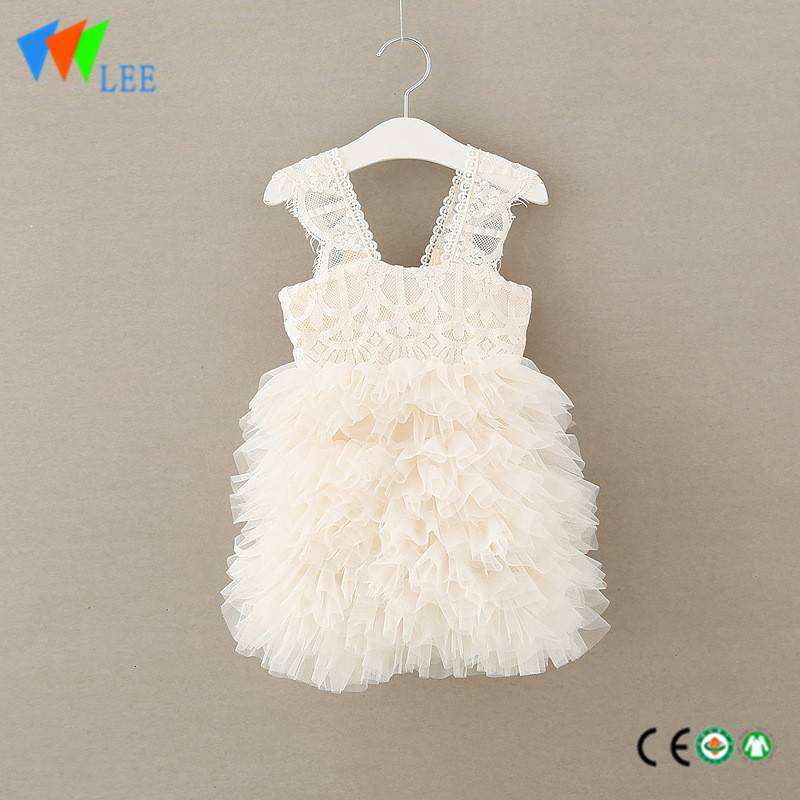 Hot style fashion 100% cotton summer girls party dress sleeveless backless lovely