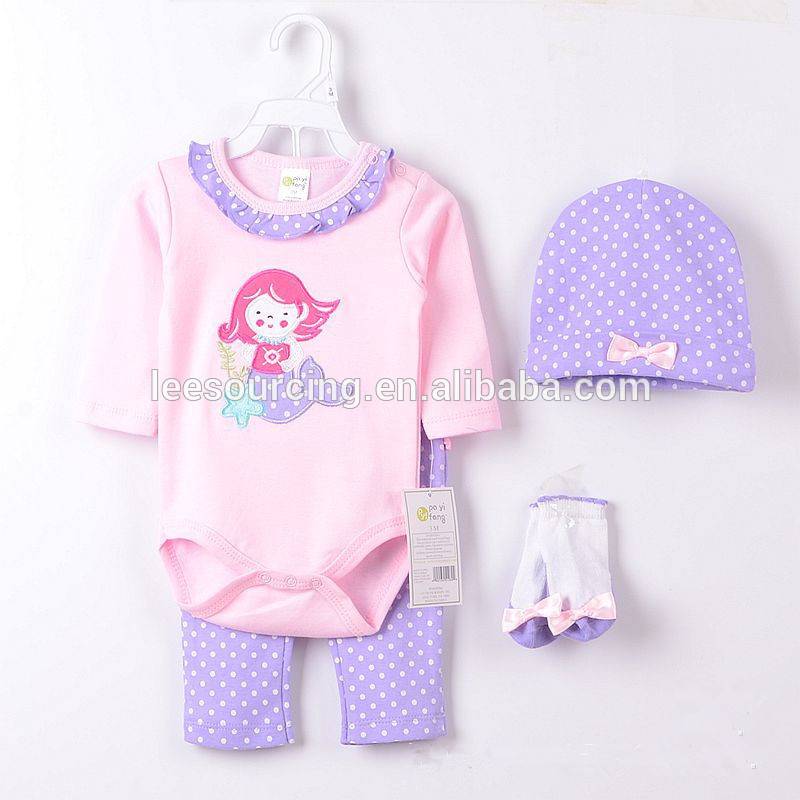 New design fashion baby toddler clothing newborn baby bodysuit 4pcs set