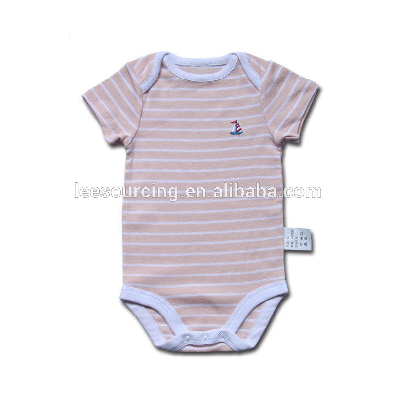 Wholesale new summer stripe organic cotton baby sports bodysuit