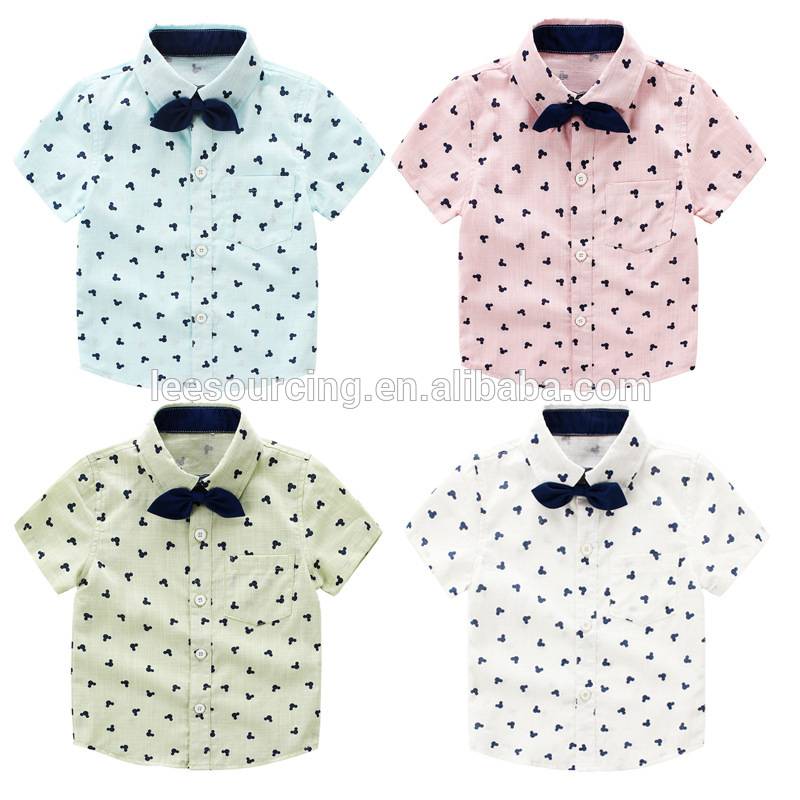 Wholesale short sleeve full printing cotton boys shirts