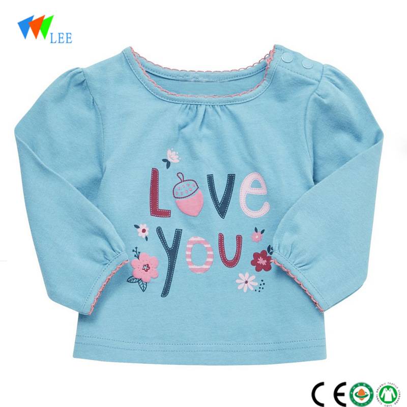 children's new fashion long sleeve organic cotton T-shirt casual t-shirt baby wholesale