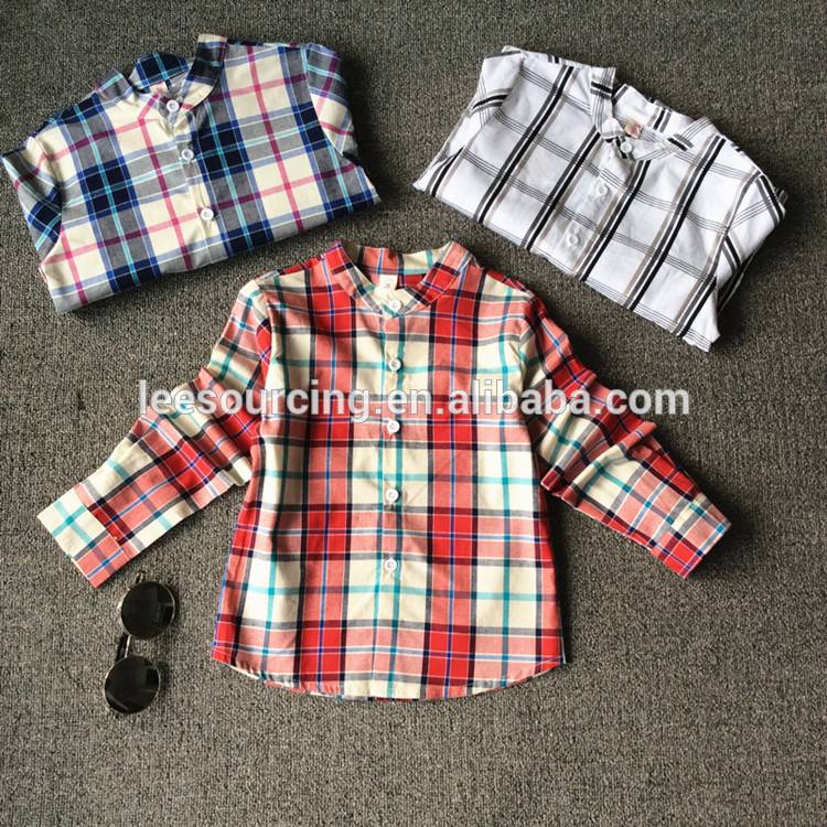 Търговия на едро модни нови дизайн момченце риза с дълъг ръкав за деца карирана риза за пролетта