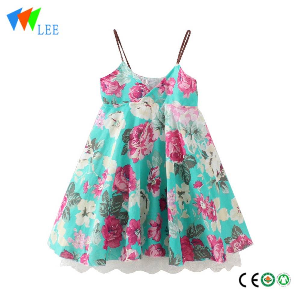 Hot sale 100% cotton summer girl lace dress sleeveless backless lovely