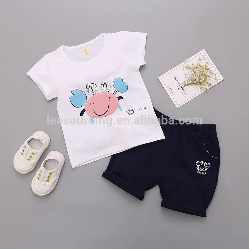 Manufacturer new fashion custom printing 2 pieces cotton baby boy clothes