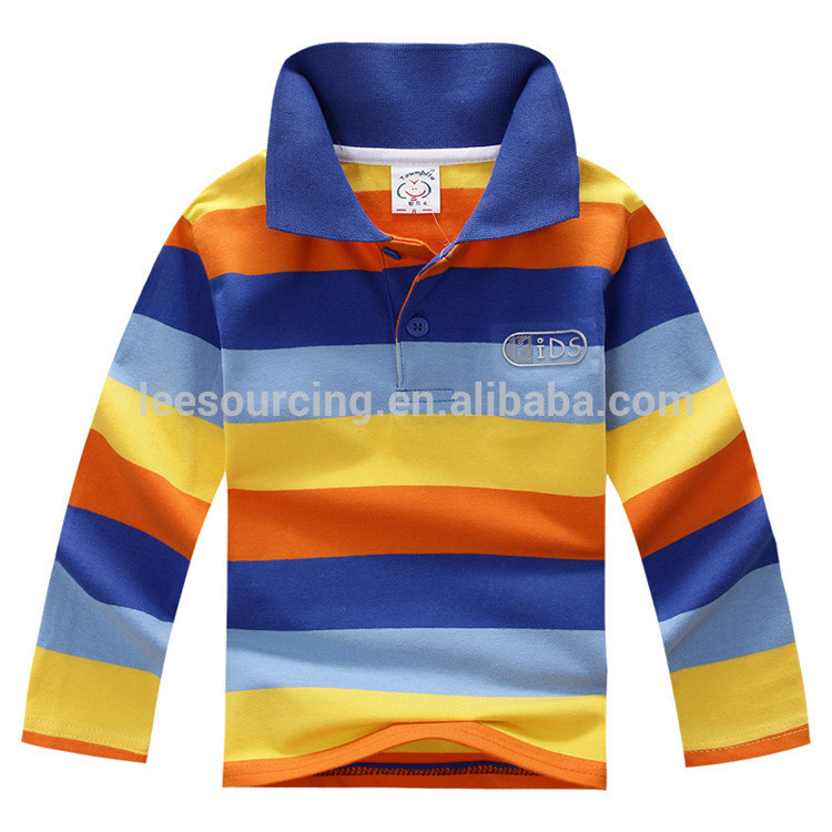 Children Boy 100% Cotton Wear Polo Collar T shirt Long Sleeve For Kids