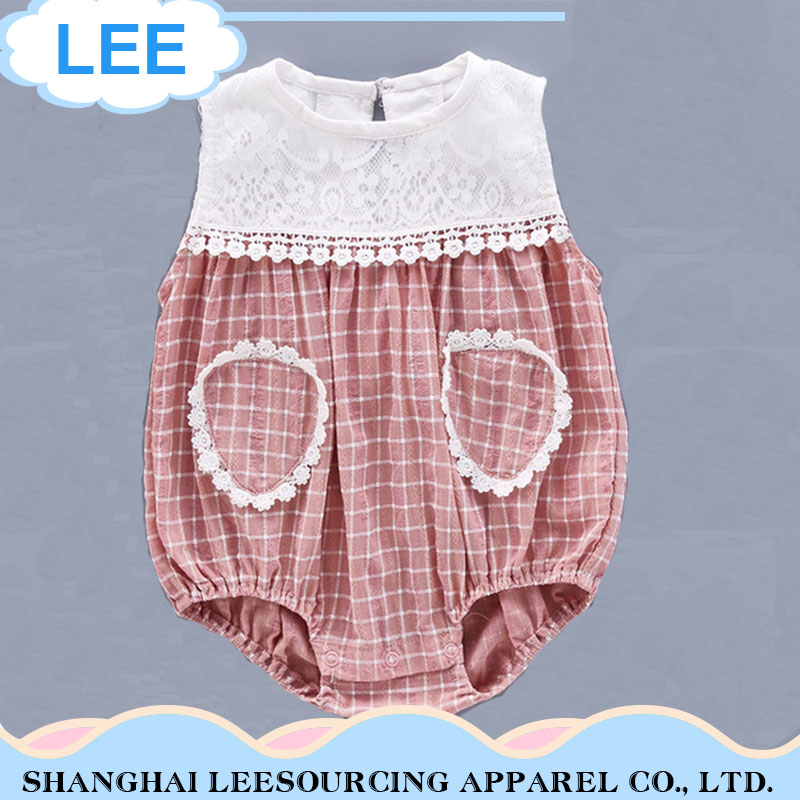 Wholesale Low Price 100% Cotton Playsuit Baby Lace Rompers