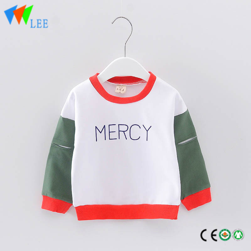 new high-quality 100% cotton kids boys t-shirt personality long sleeve round collar embroidered