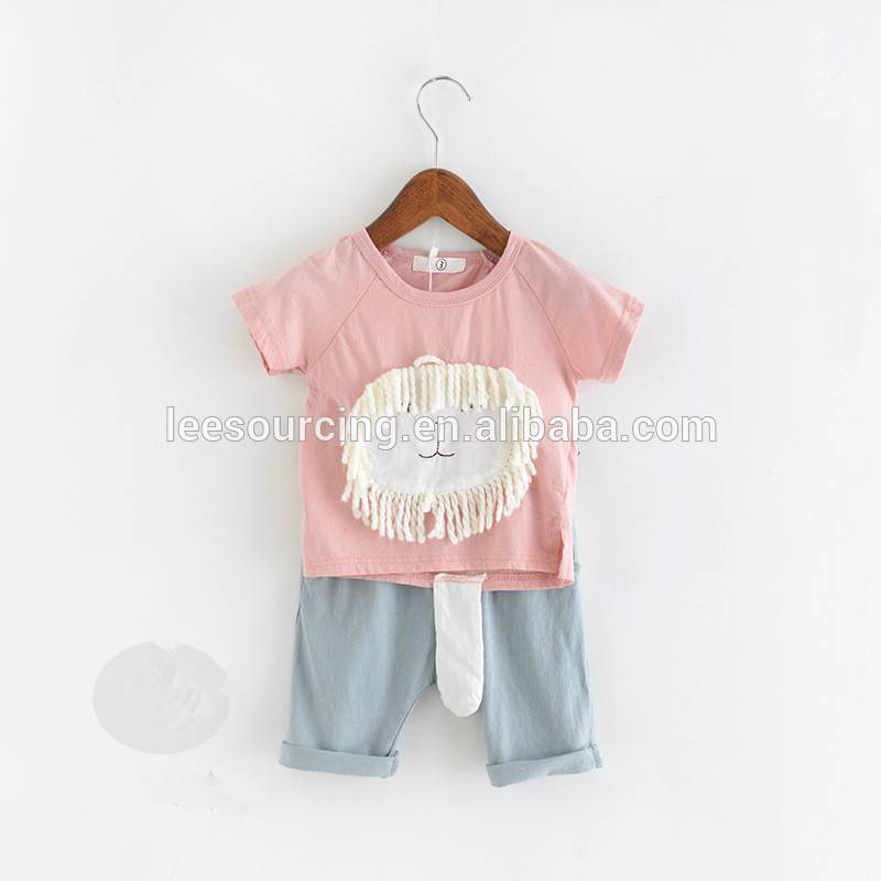 Cute baby girl clothing set cotton toddler tops and pants wholesale
