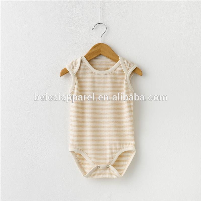 Wholesale baby organic cotton romper striped baby romper for summer