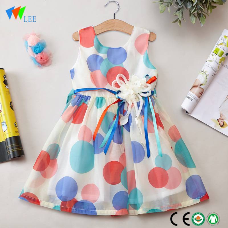Kinijoje gamyba naują stiliaus vaikai šalis suknelės vasaros juostele 100% medvilnės mergaičių suknelė