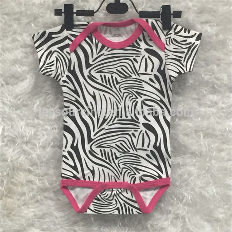 hot sale summer baby short sleeve animal print cartoon zebra stripe onesie rompers