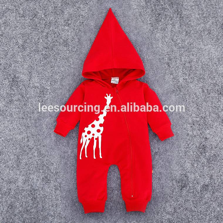 Wholesale red color cartoon printing cotton baby zipper hoody