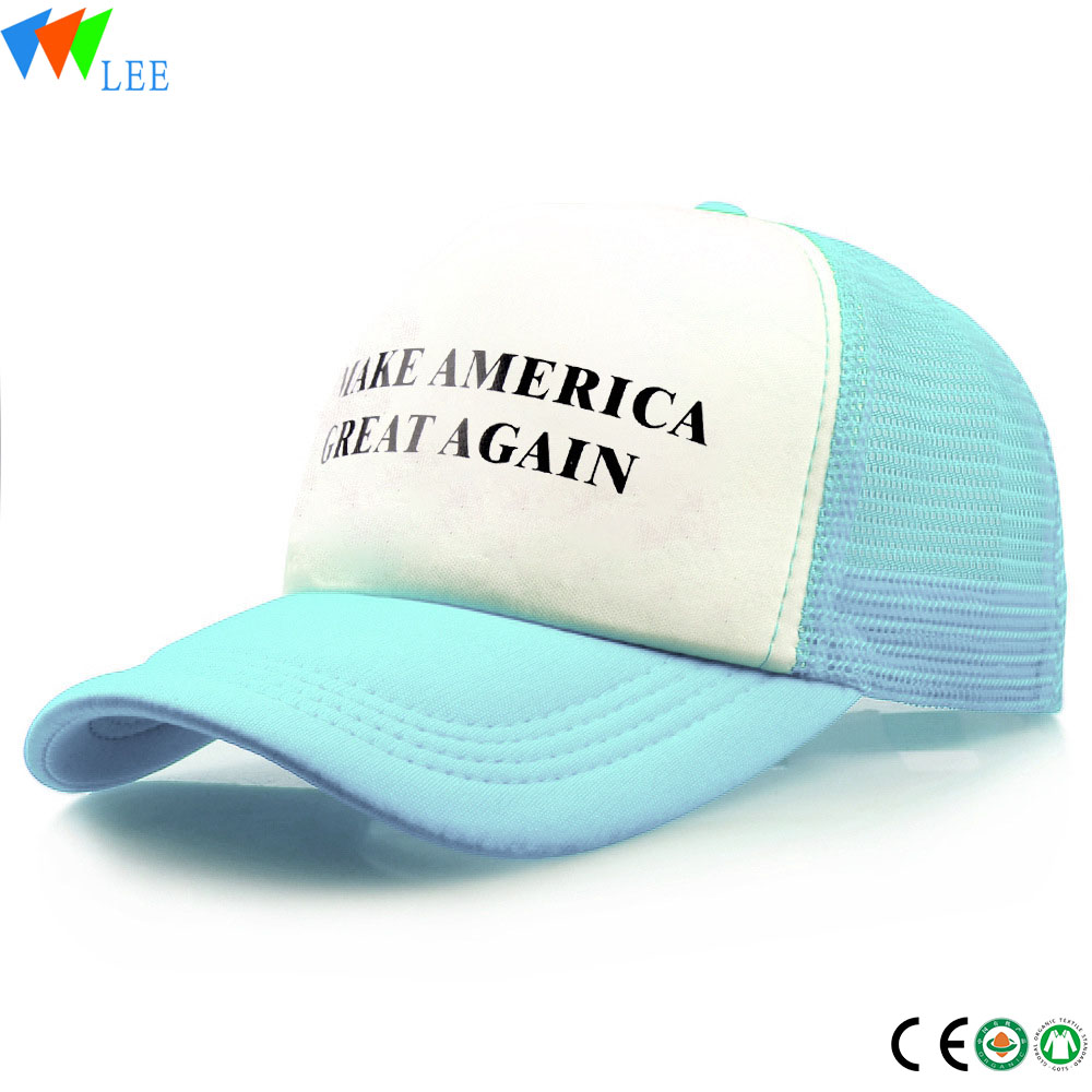 Plastic snap back closure simple multi color customized mesh baseball cap