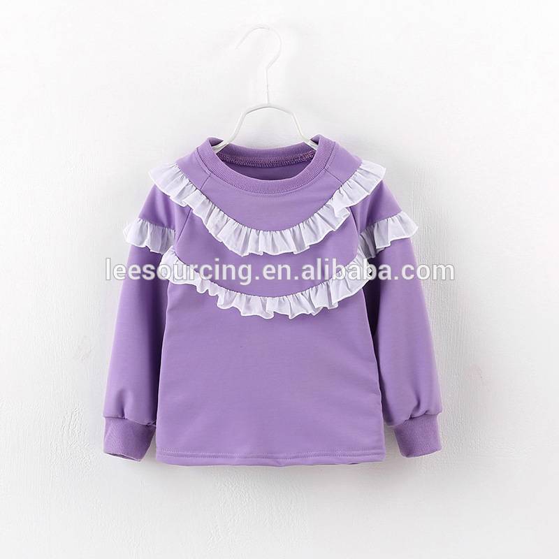 Factory Free sample Children Kids Outfit - High quality O-neck wholesale girls ruffle raglan shirt – LeeSourcing