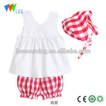 White baby swing top with bloomer fashion girl outfit summer dress with headband 3 piece set
