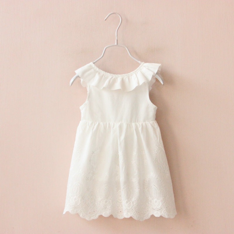 Modern plain white children cotton blank design dresses