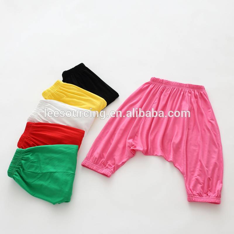 Summer high quality cotton pure color girls children harem pants