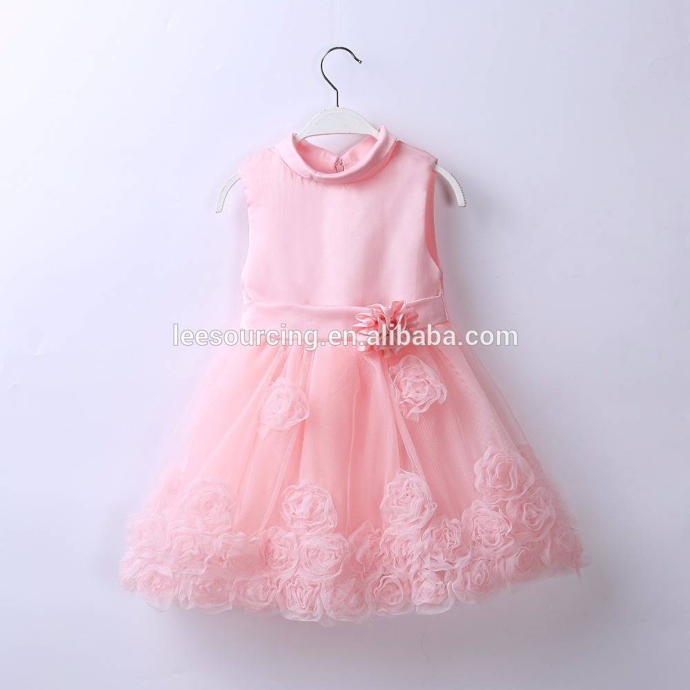 Wholesale sleeveless tulle and lace flower girl dress beautiful children dress