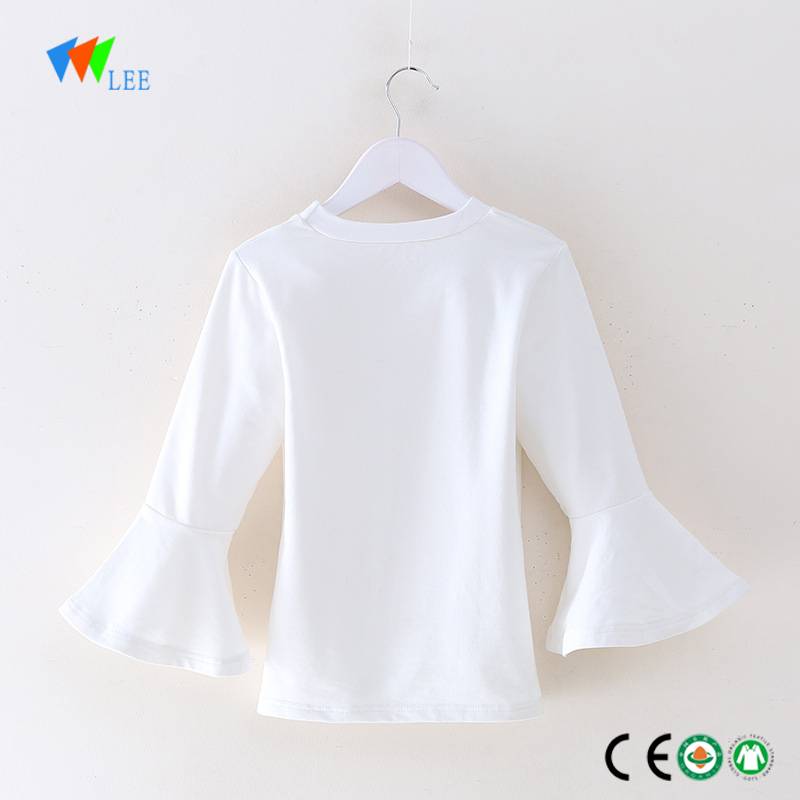 Китай производство мода дизайн дълъг ръкав твърд органичен памук тениска случайни деца тениска бебе едро