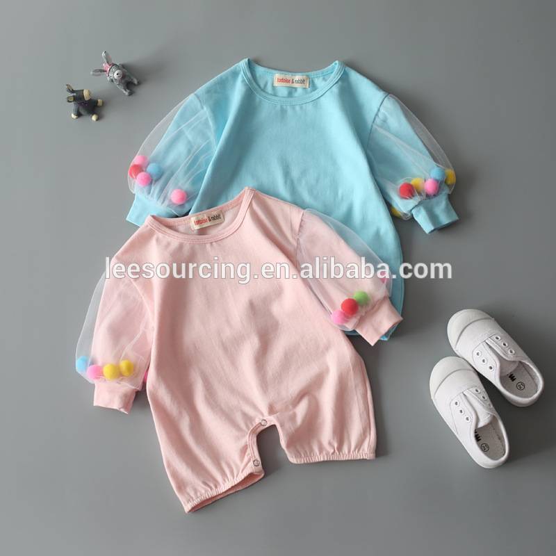 Wholesale high quality solid color cotton girls infant playsuit