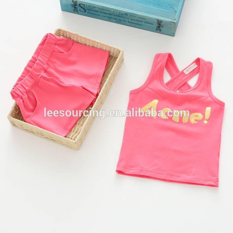 Summer girls printing tank top and shorts cotton casual kids clothing sets