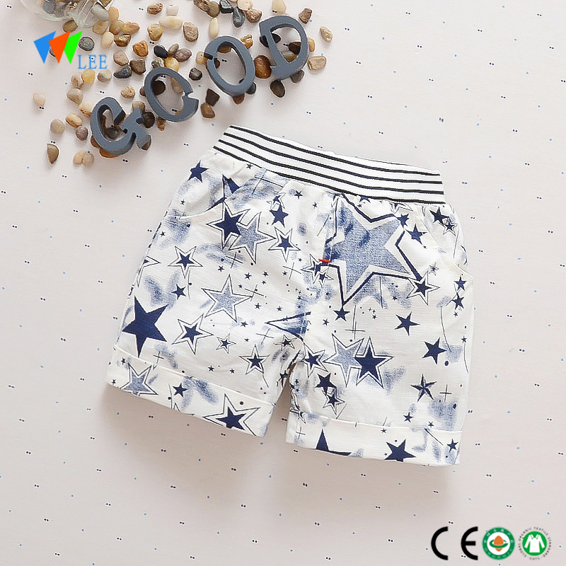 Kina fremstiller børn shorts mode design sommer bomuld baby-shorts med trykning engros