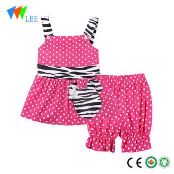 Children Girl Polka Dot Two pieces Tank Dress and Shorts Set