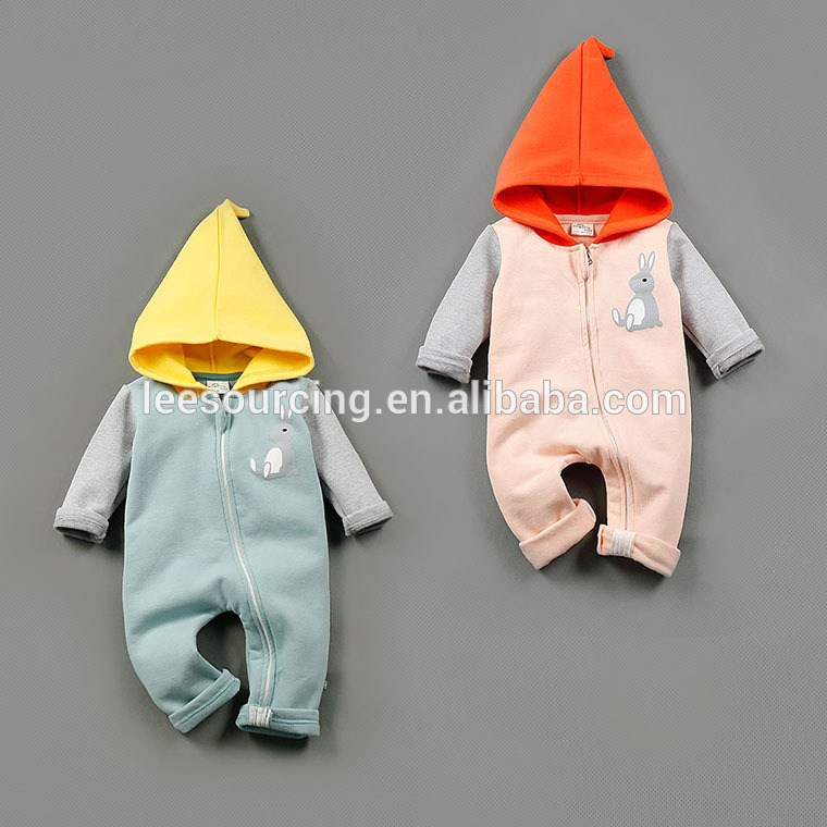 Long sleeve cotton assorted color wholesale zipper baby romper