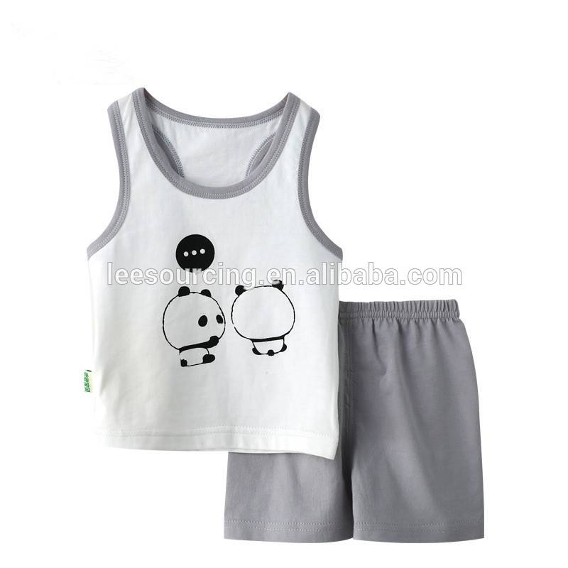Wholesale Baby boy clothes set kids cotton tank top with shorts set