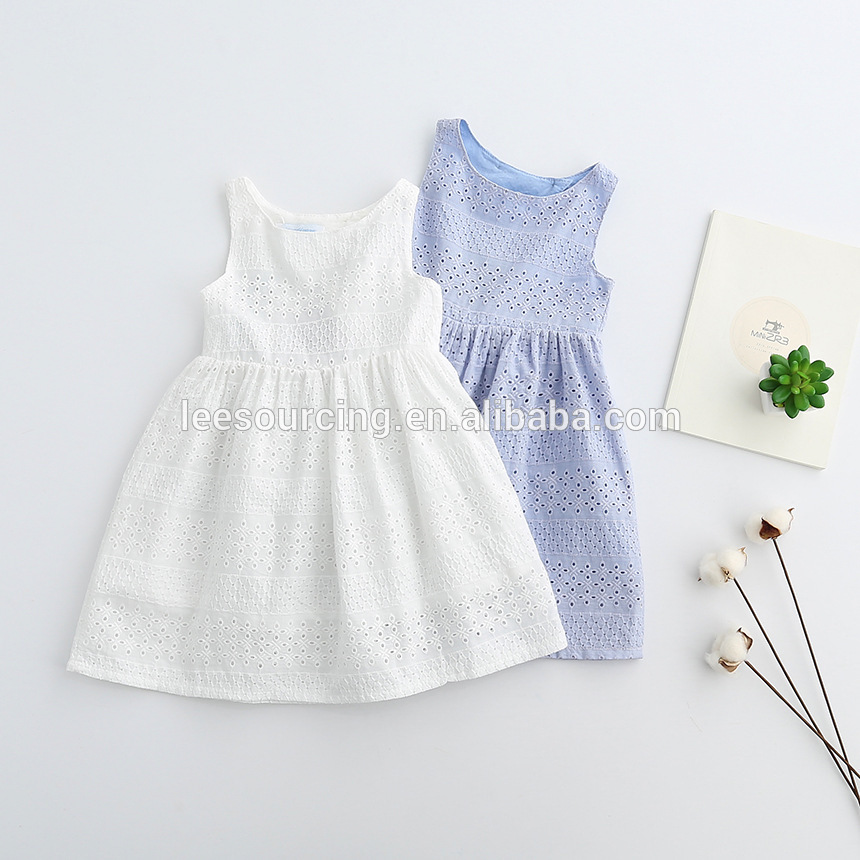 Wholesale solid color cotton summer sleeveless latest children dress